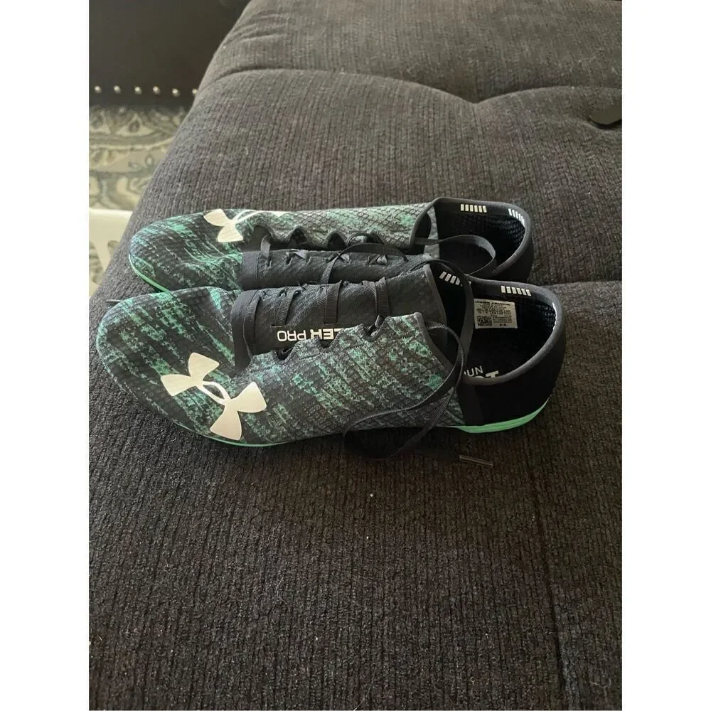 Under Armour Mens Black & Green Speedform Miler Pro Track Spikes Athletic Shoes